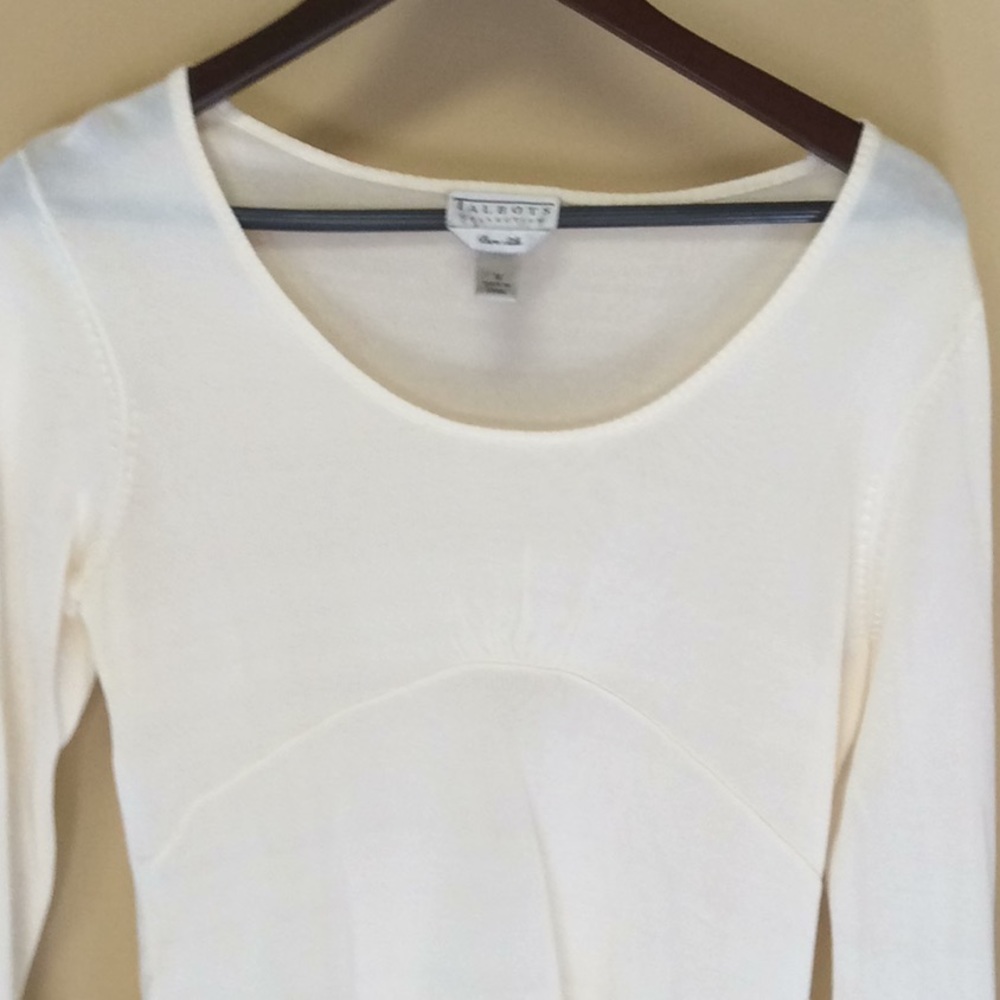 🔥NWOT 100% Silk TALBOTS Fine Ivory Knit Top- M - Picture 4 of 8